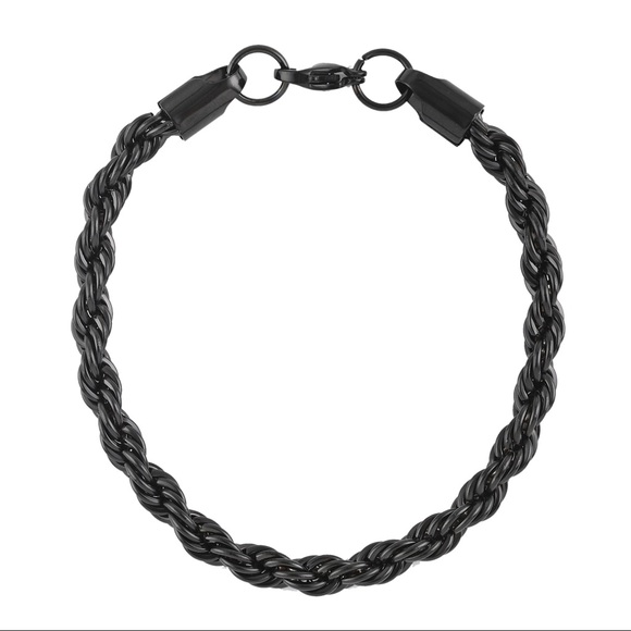 Rope Black Stainless Steel Bracelet - Picture 1 of 4